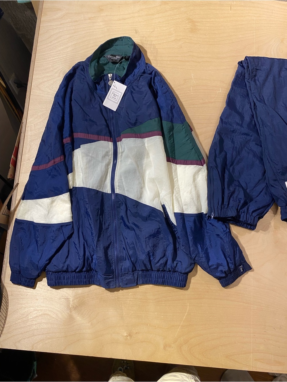 Christian Dior Navy, White & Green Colorblock Track Suit Large (SX) - Picture 5 of 13
